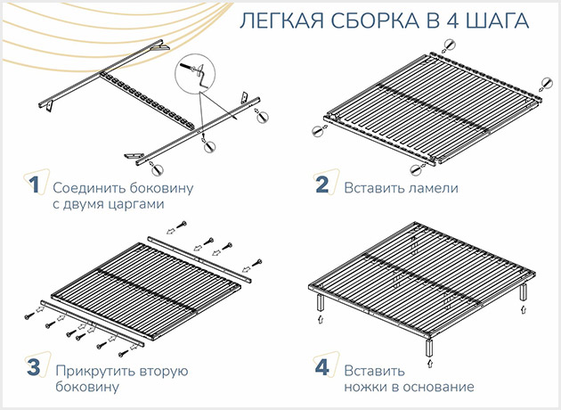 ортопедическое основание Dimax Лайт с ножками разборное схема сборки